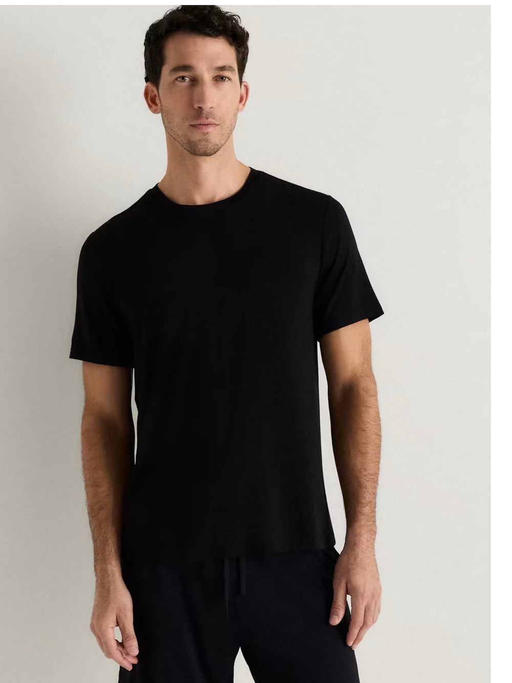 Quince Bamboo Jersey Relaxed Lounge Tee New Black